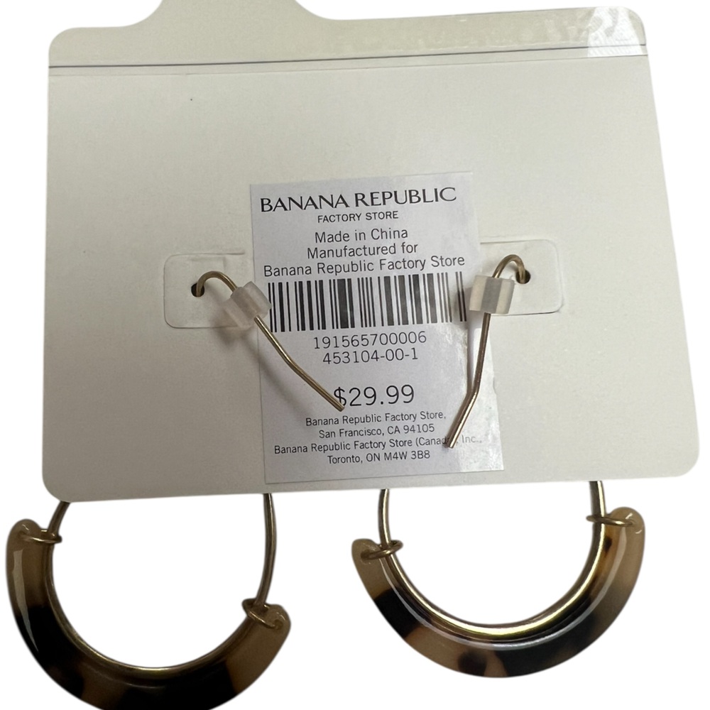 NWT~ Banana Republic drop gold tone earrings with tortoise she’ll.